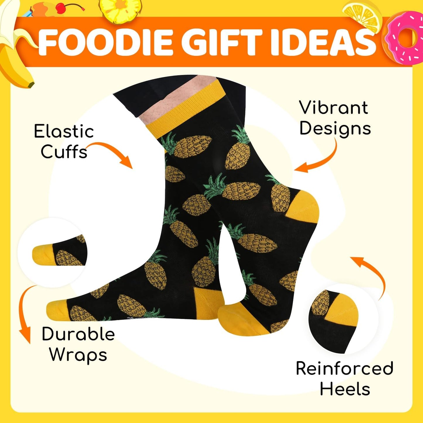 Crazy Pineapple Gifts for Men - Fruit Socks Fun Crazy Pineapple Socks
