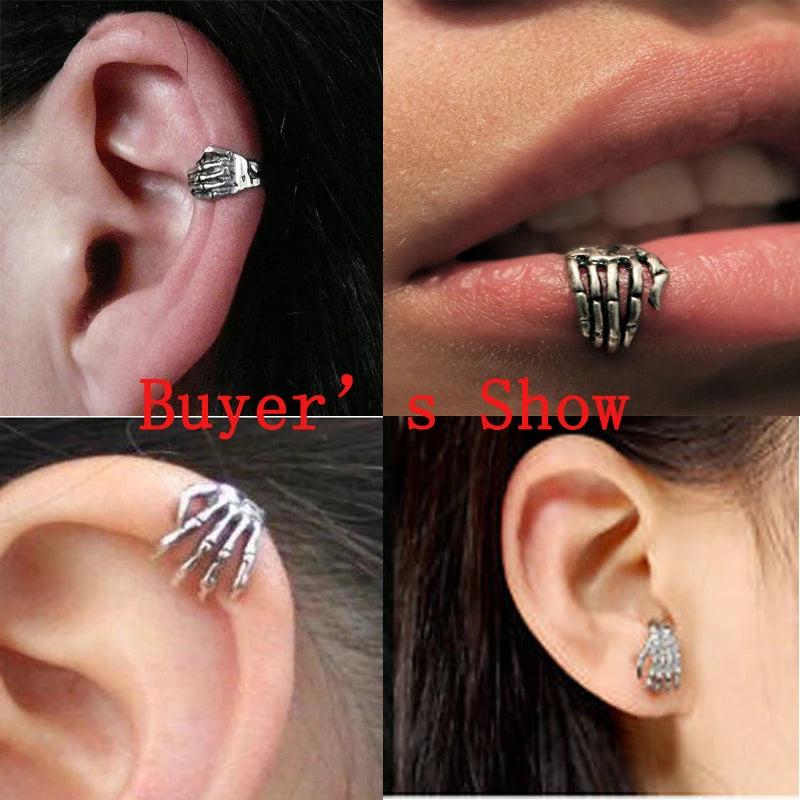 1Pcs 16G Punk Skull Shape Devil Hand Kylie Lip Ring Ear Piercing Stud Ring Jewelry Skeleton Plam Stud