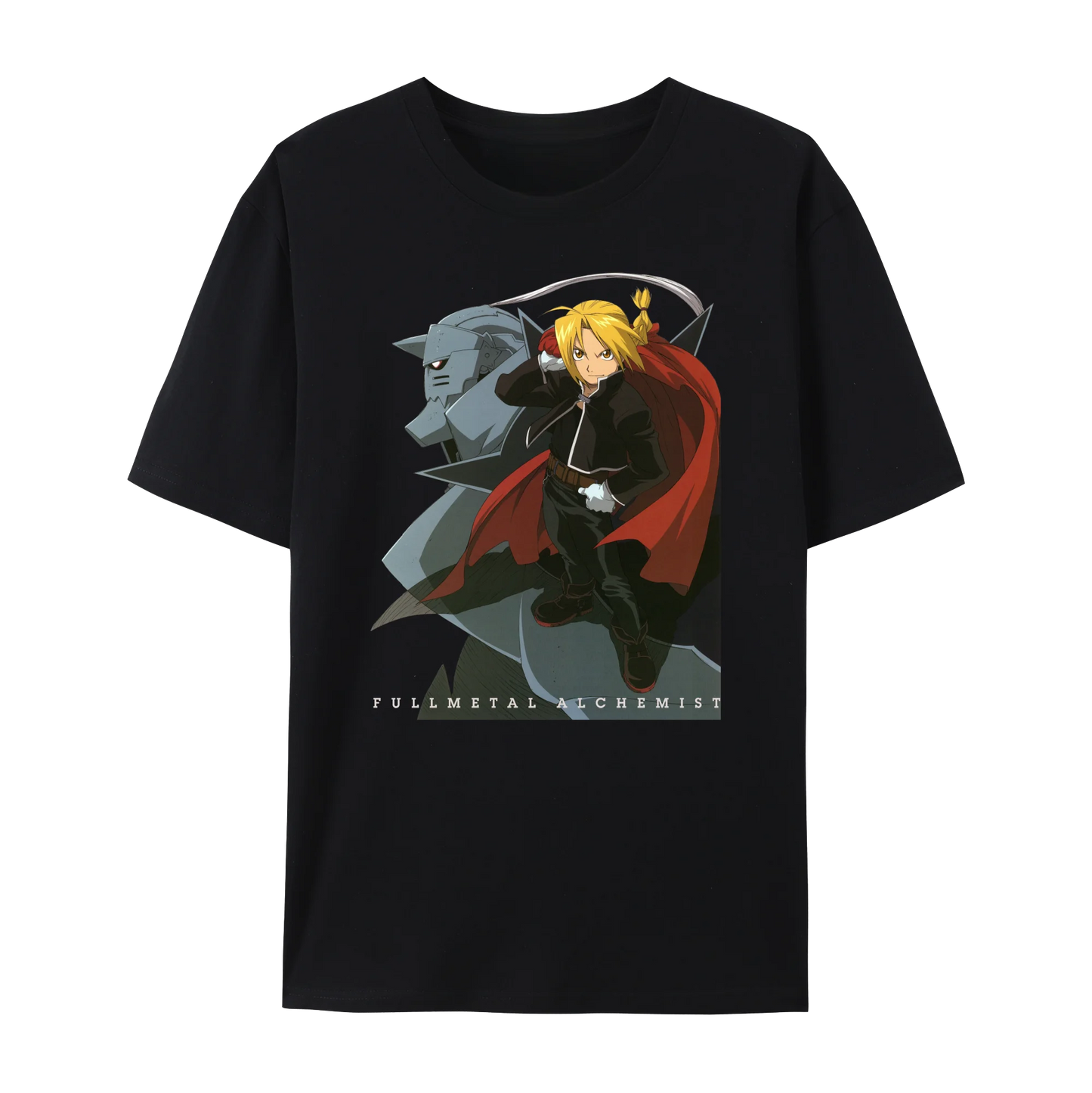 Fullmetal Anime Alchemist Edward & Alphonse Graphic Cotton T-Shirt, Japanese Anime Unisex Short Sleeve Crewneck Shirt