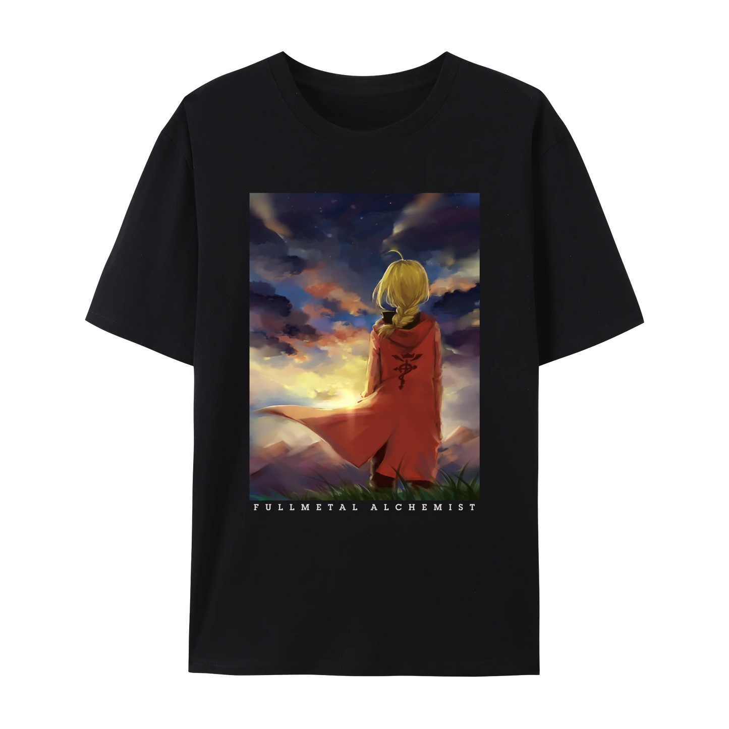 Fullmetal Anime Alchemist Edward & Alphonse Graphic Cotton T-Shirt, Japanese Anime Unisex Short Sleeve Crewneck Shirt