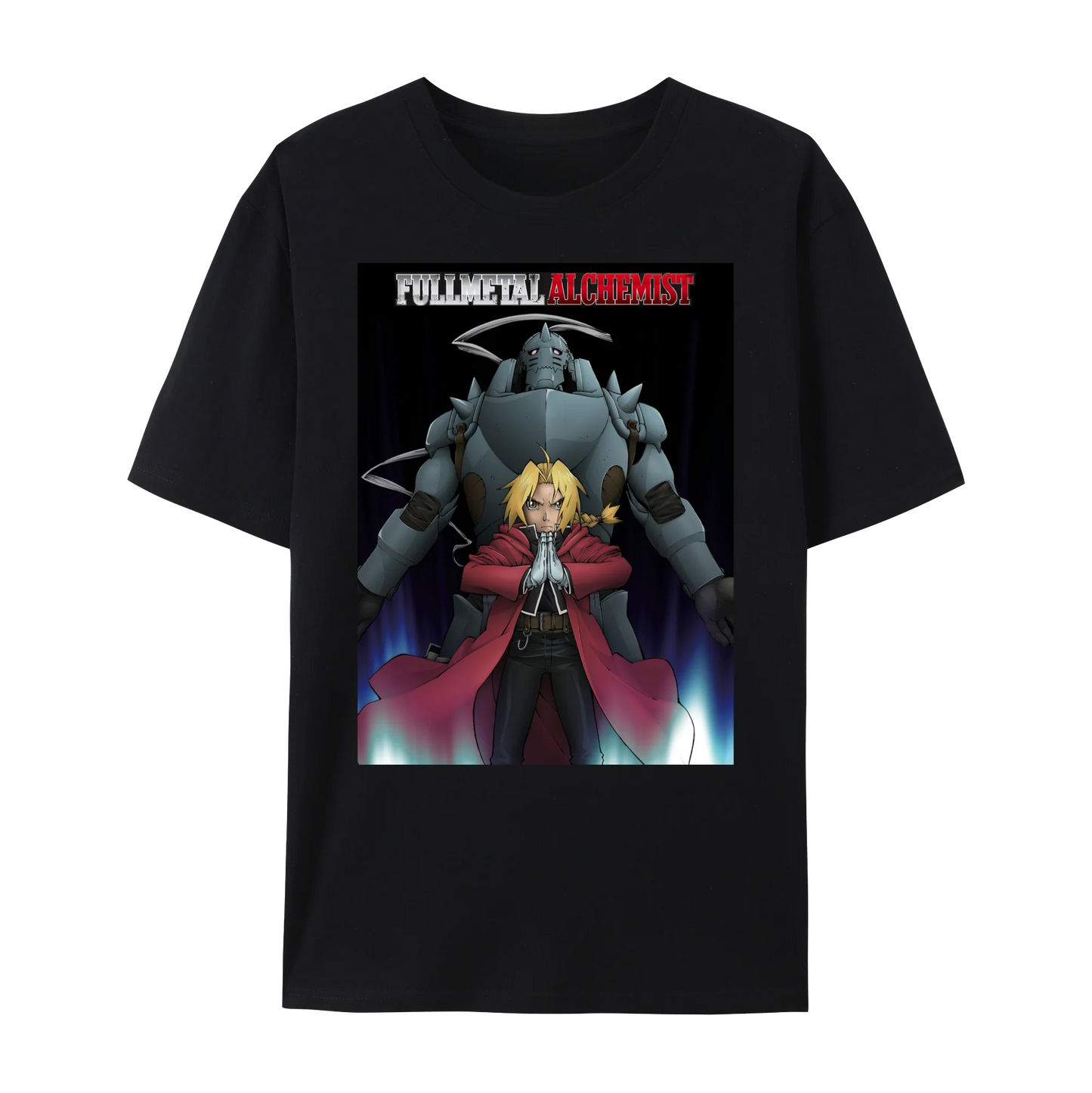 Fullmetal Anime Alchemist Edward & Alphonse Graphic Cotton T-Shirt, Japanese Anime Unisex Short Sleeve Crewneck Shirt