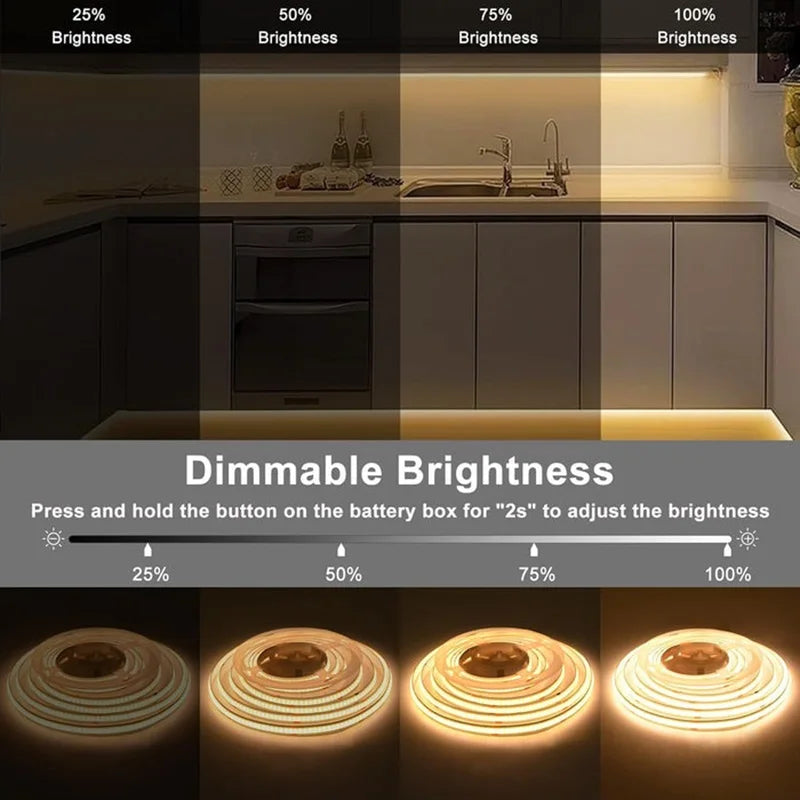 High Quality 5M Cob Led Strip Cri90 Free Cutting 12V 24V 3mm 5mm 8mm Self-adhesive Led Strip Light