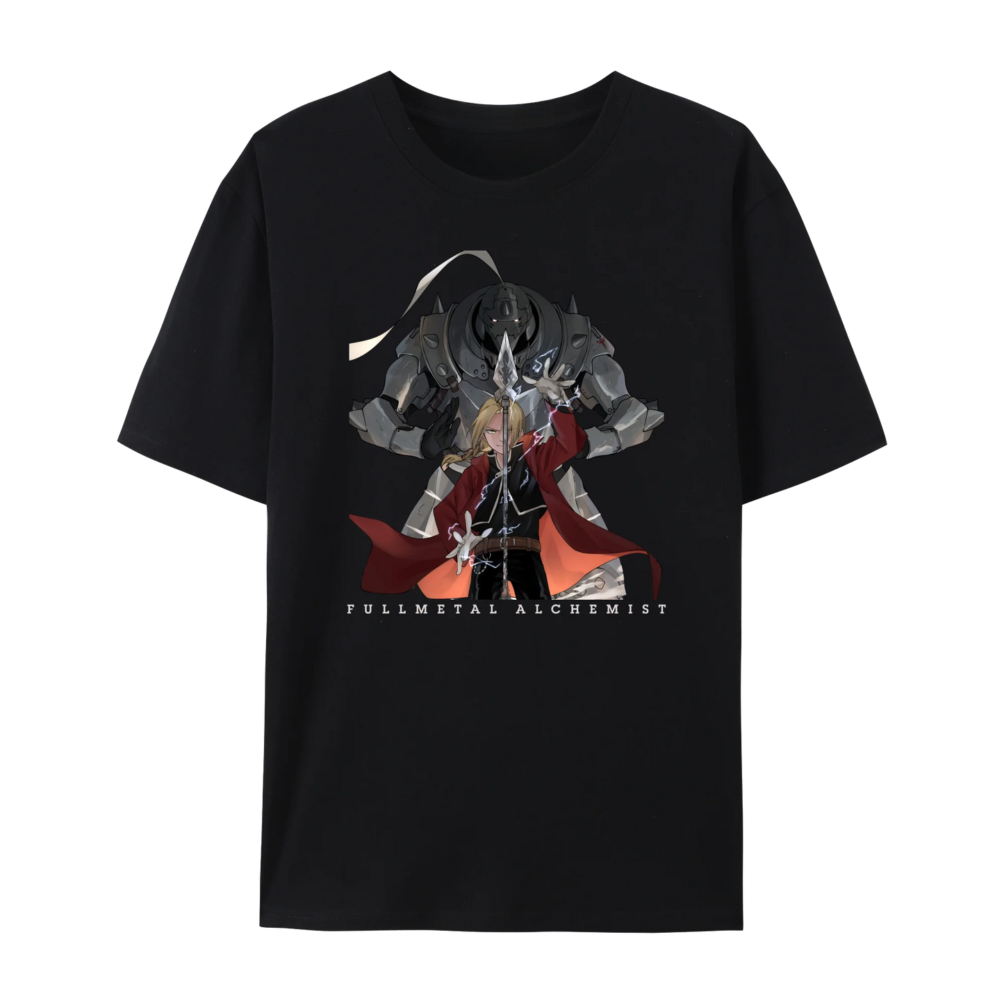 Fullmetal Anime Alchemist Edward & Alphonse Graphic Cotton T-Shirt, Japanese Anime Unisex Short Sleeve Crewneck Shirt