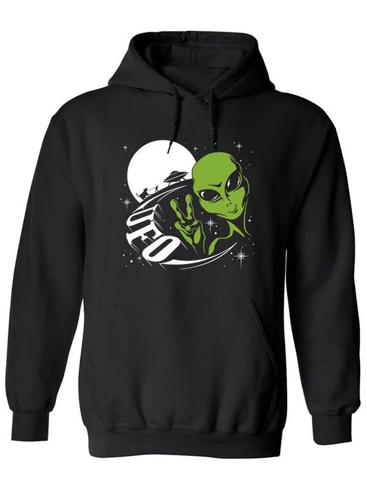 Cool Alien Ufo Design. Hoodie Men -Image by Shutterstock, Male 4X-Large