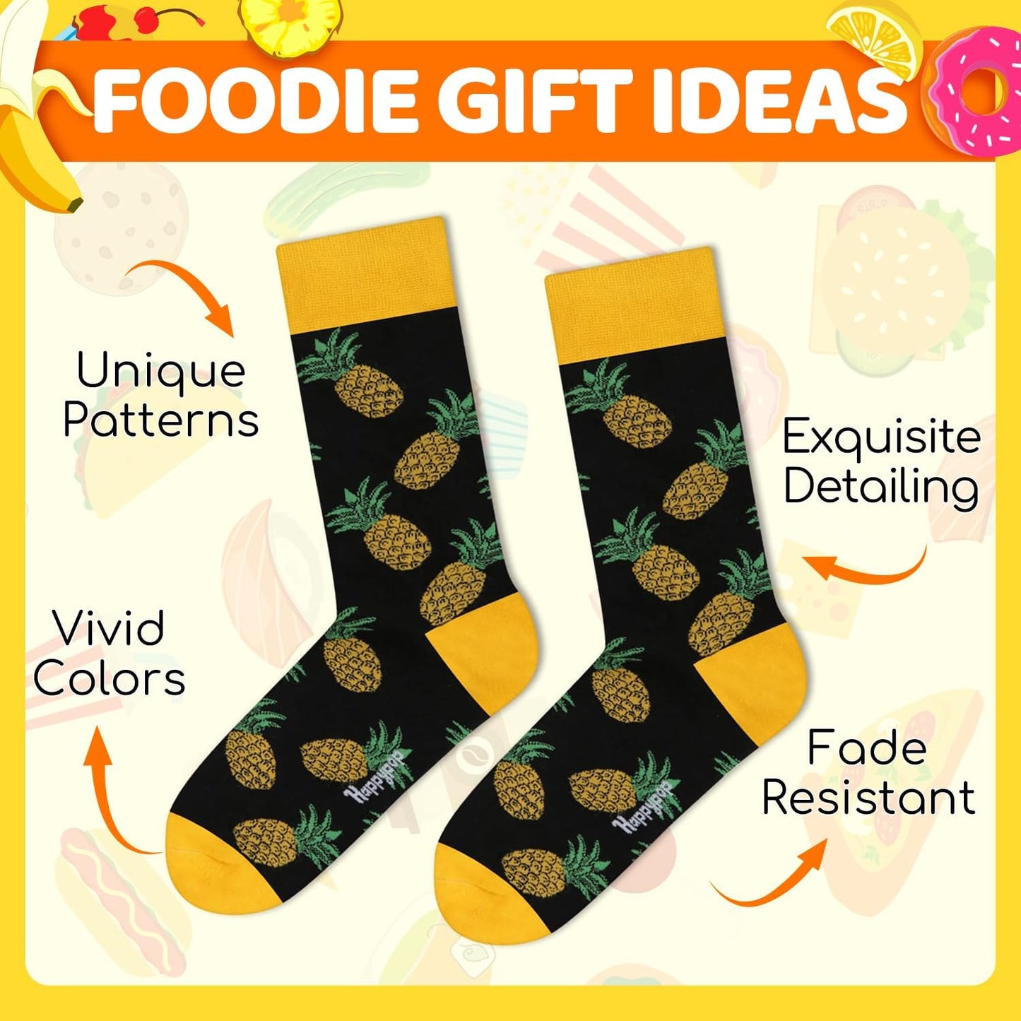 Crazy Pineapple Gifts for Men - Fruit Socks Fun Crazy Pineapple Socks