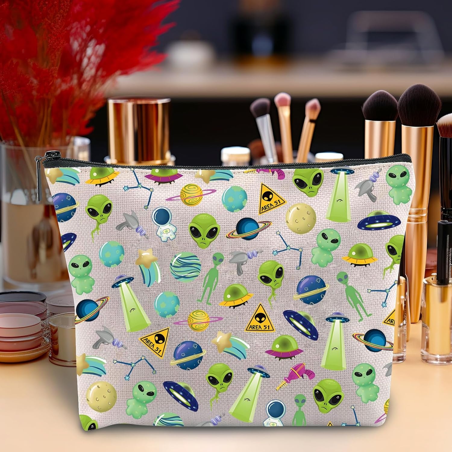 Alien Cosmetic Bag Alien Lovers Gift Space Party Gift Space Planner Alien Themed Alien UFO Inspired Gift (Alien)
