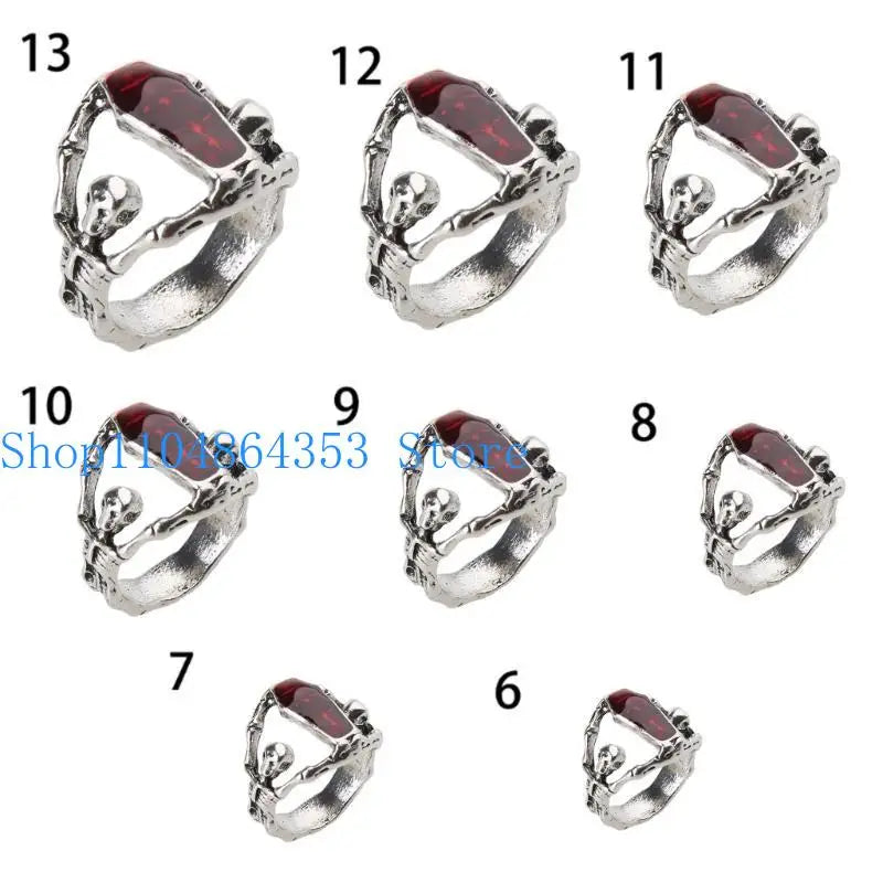 652F Skull for Head Shaped Metal Texture Rings Punk Rings Hip-hop Men Women Jewelry Rings Movie Accessories Alloy Mater