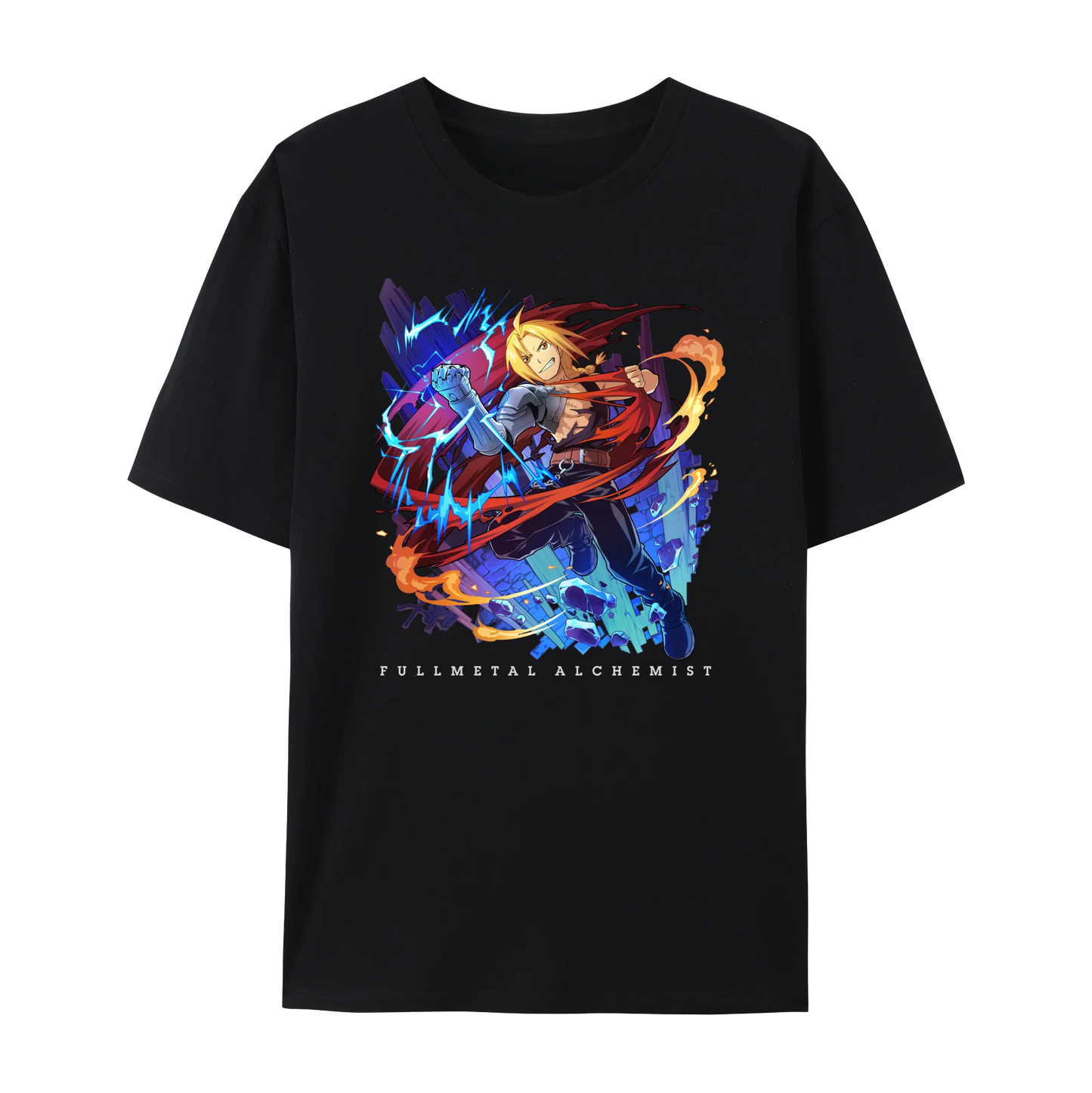 Fullmetal Anime Alchemist Edward & Alphonse Graphic Cotton T-Shirt, Japanese Anime Unisex Short Sleeve Crewneck Shirt