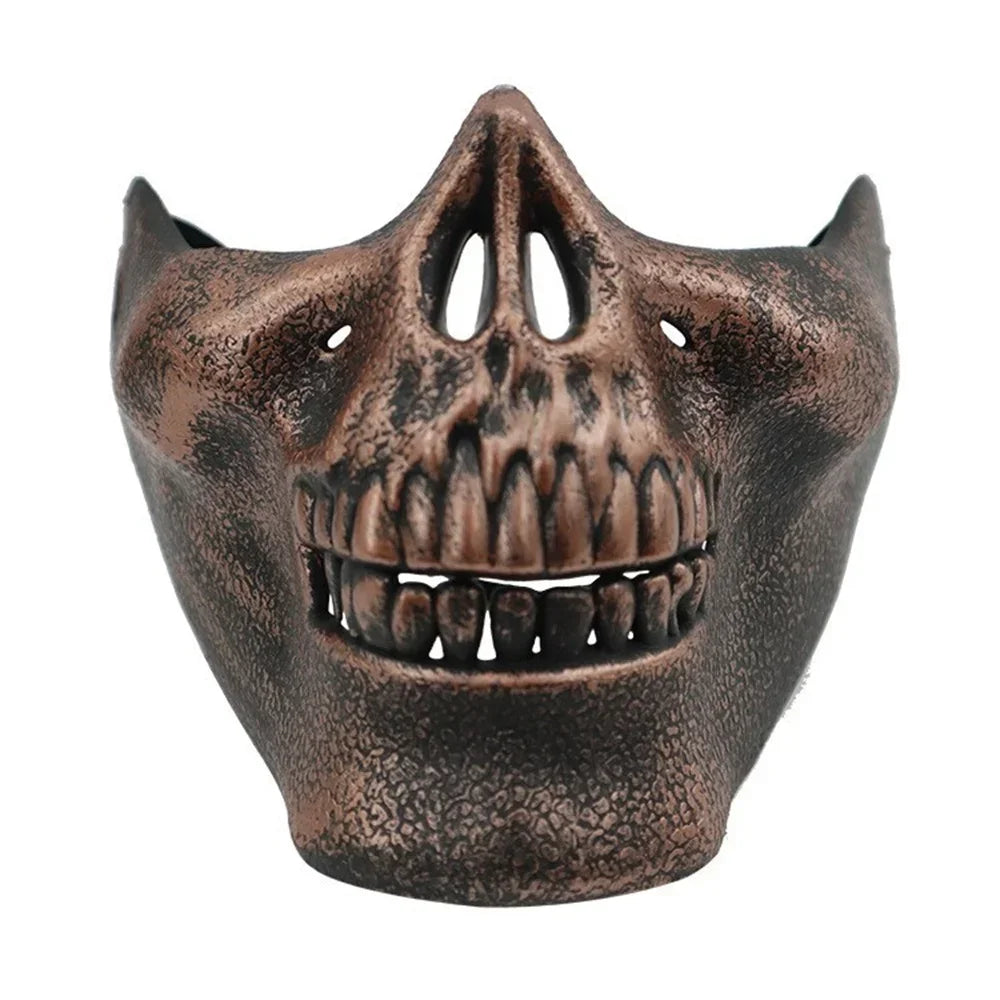 1pcs Skeleton Demon Mask Realistic Half Face Warrior Mask Halloween Cosplay Skull Costume Performance Props Accessories Tools