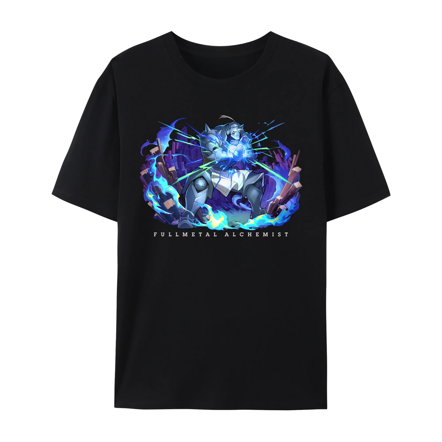 Fullmetal Anime Alchemist Edward & Alphonse Graphic Cotton T-Shirt, Japanese Anime Unisex Short Sleeve Crewneck Shirt