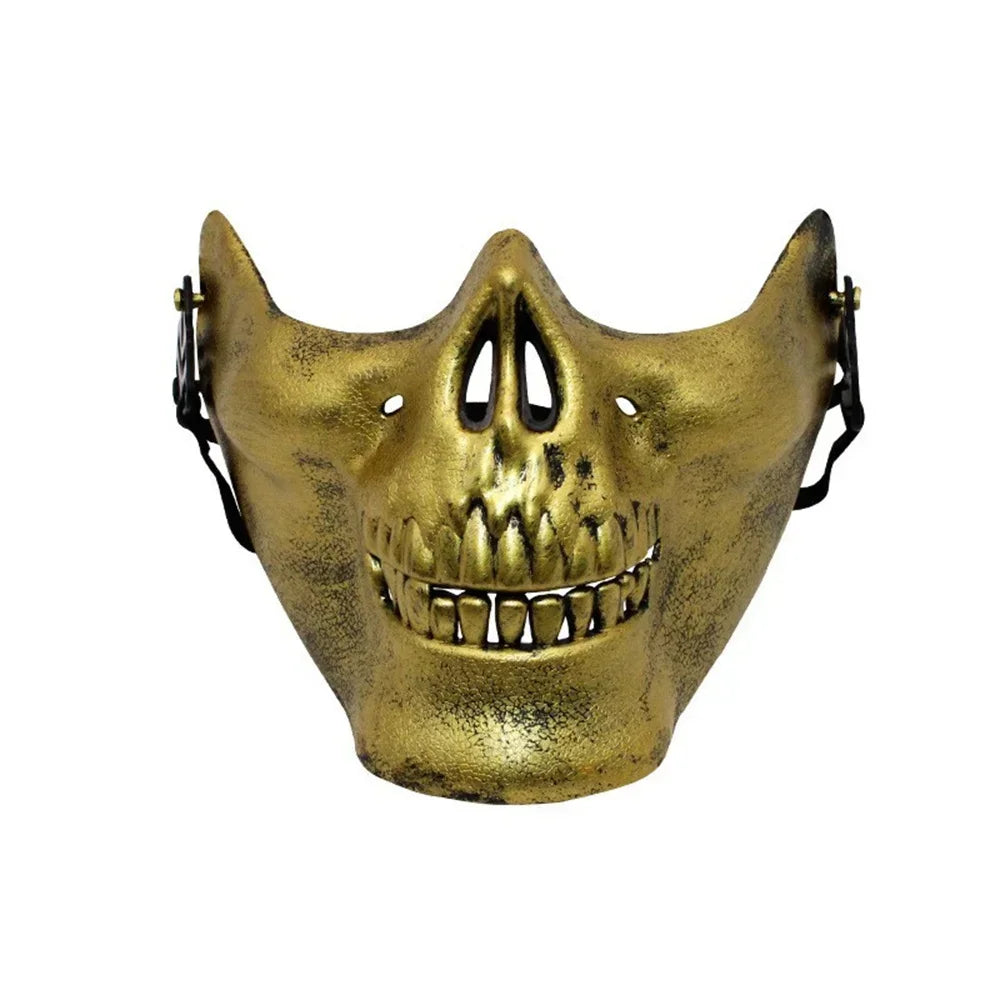 1pcs Skeleton Demon Mask Realistic Half Face Warrior Mask Halloween Cosplay Skull Costume Performance Props Accessories Tools