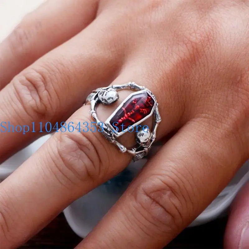 652F Skull for Head Shaped Metal Texture Rings Punk Rings Hip-hop Men Women Jewelry Rings Movie Accessories Alloy Mater