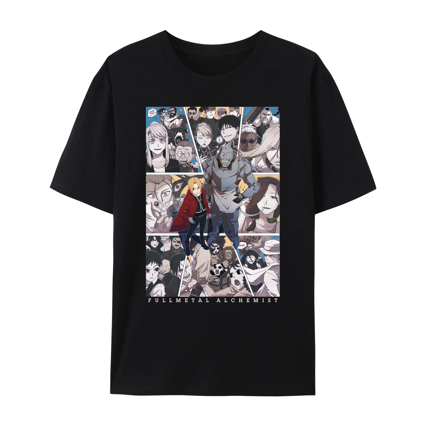 Fullmetal Anime Alchemist Edward & Alphonse Graphic Cotton T-Shirt, Japanese Anime Unisex Short Sleeve Crewneck Shirt