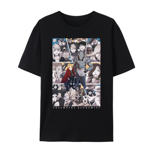 Fullmetal Anime Alchemist Edward & Alphonse Graphic Cotton T-Shirt, Japanese Anime Unisex Short Sleeve Crewneck Shirt