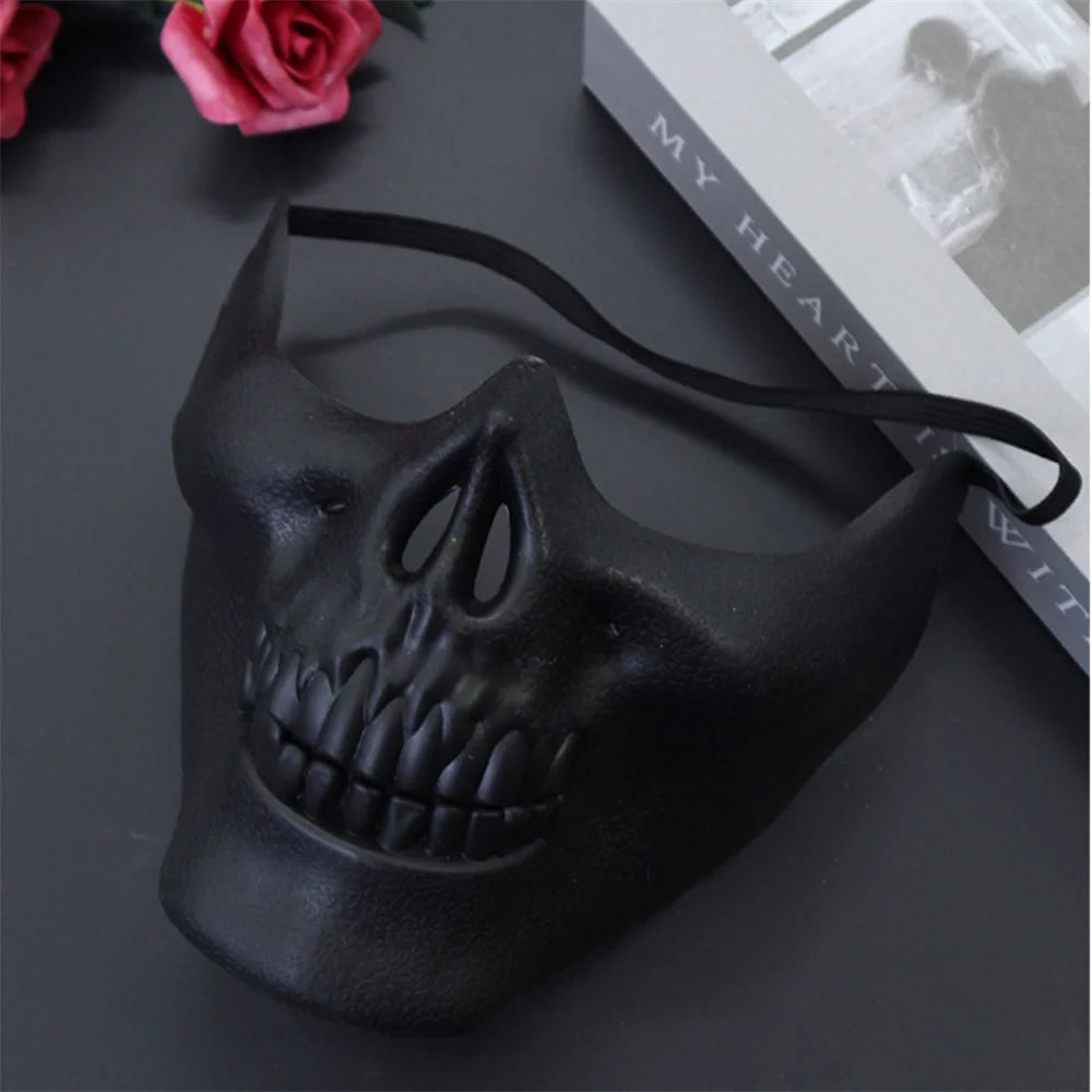 1pcs Skeleton Demon Mask Realistic Half Face Warrior Mask Halloween Cosplay Skull Costume Performance Props Accessories Tools