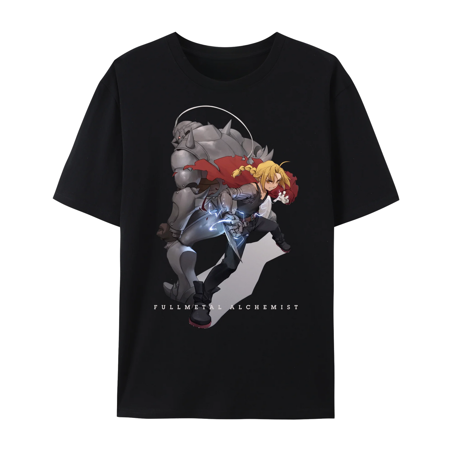 Fullmetal Anime Alchemist Edward & Alphonse Graphic Cotton T-Shirt, Japanese Anime Unisex Short Sleeve Crewneck Shirt