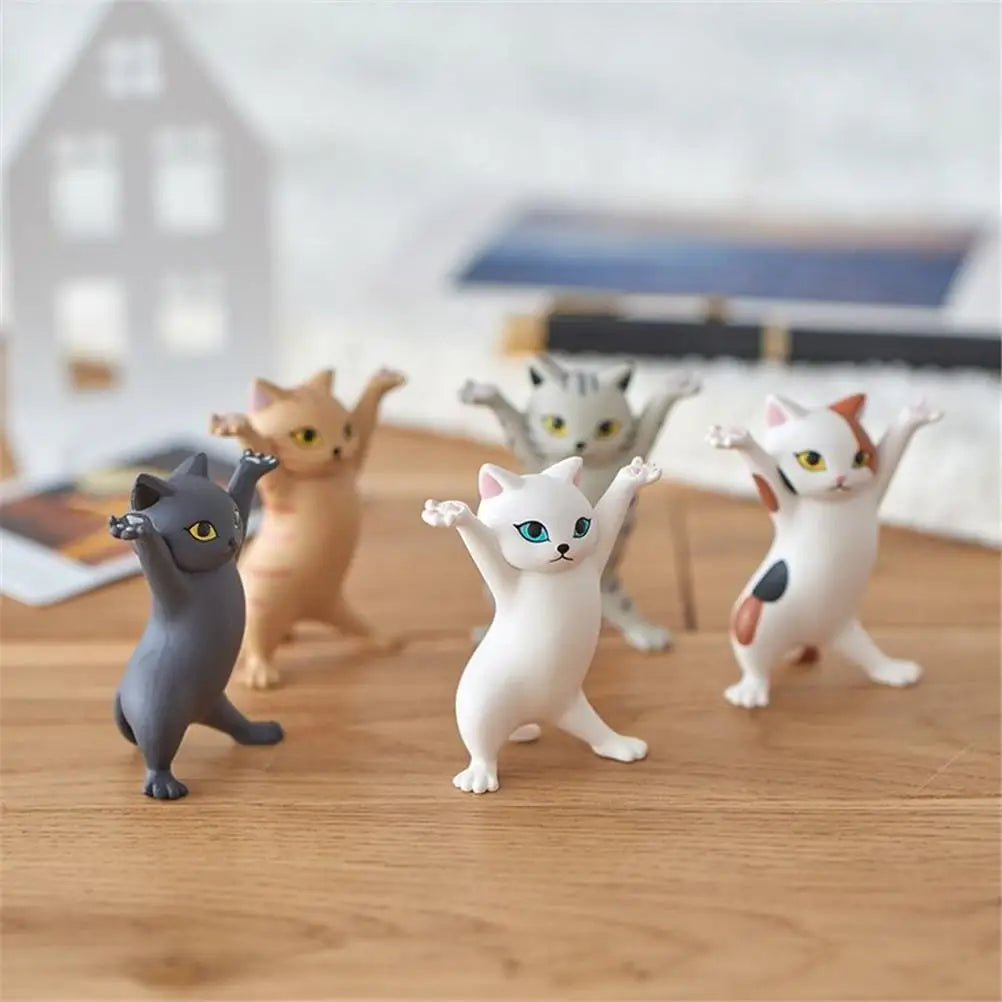 Cat Figures Toys Anime Raising Hands Dancing Cat Model Cat Ornaments Cat Figures Toys for Children s Room Study Room