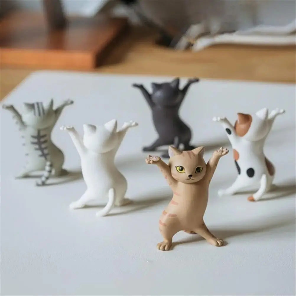 Cat Figures Toys Anime Raising Hands Dancing Cat Model Cat Ornaments Cat Figures Toys for Children s Room Study Room