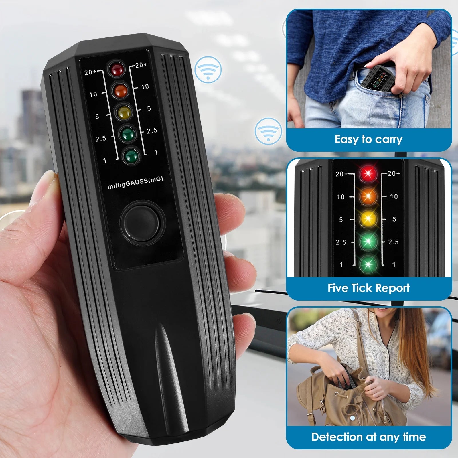 EMF Meter,High Accuracy Electromagnetic Field Radiation Detector Battery Powered EMF Detector Ghost Hunting Paranormal Equipment Tester for Industrial Construction