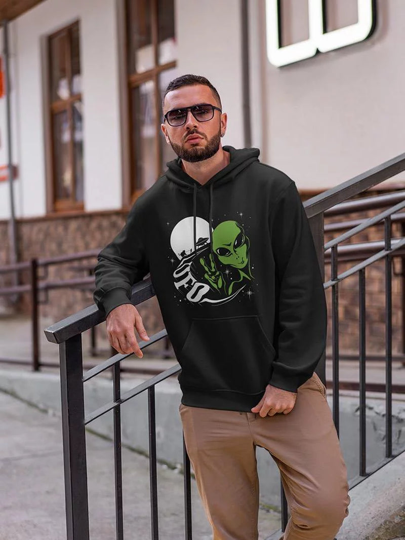 Cool Alien Ufo Design. Hoodie Men -Image by Shutterstock, Male 4X-Large