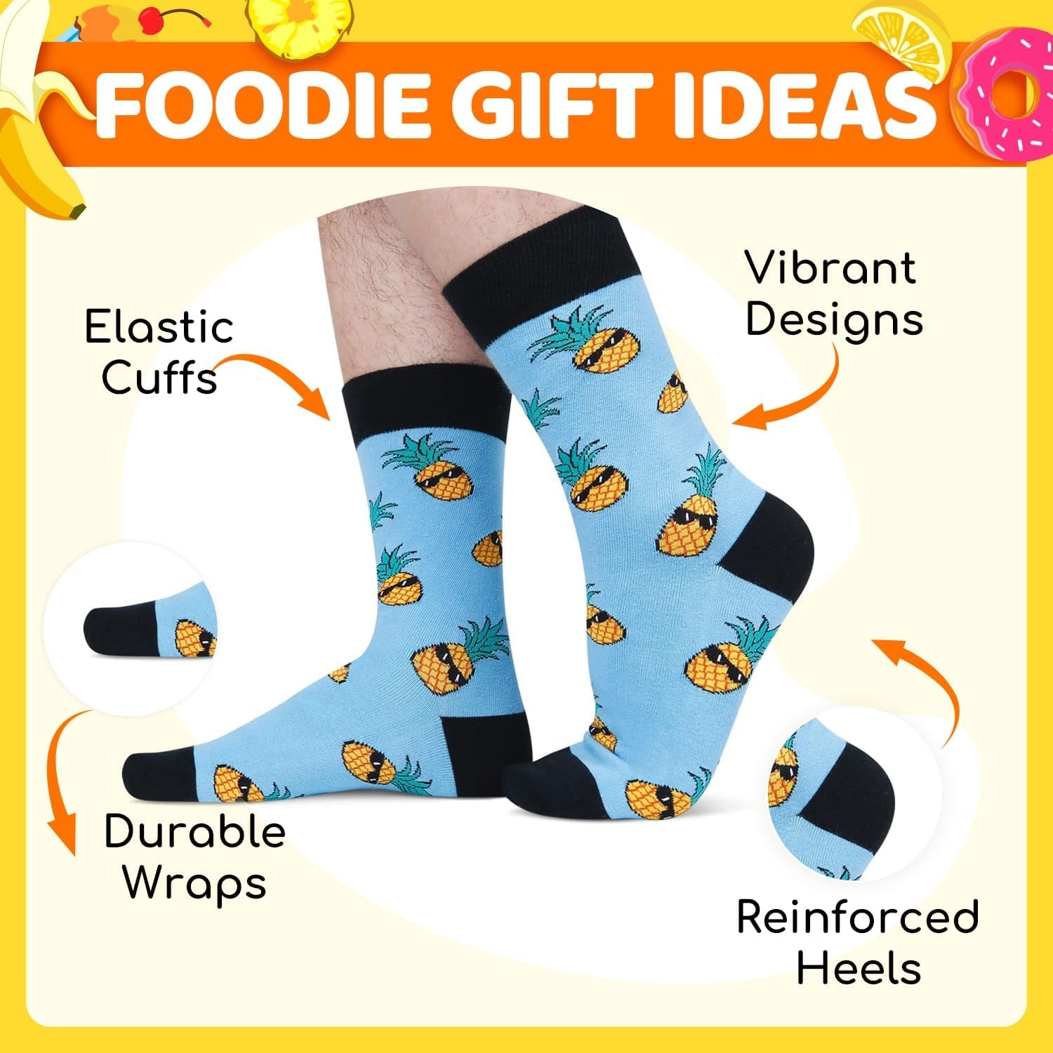 Crazy Pineapple Gifts for Men - Fruit Socks Fun Crazy Pineapple Socks
