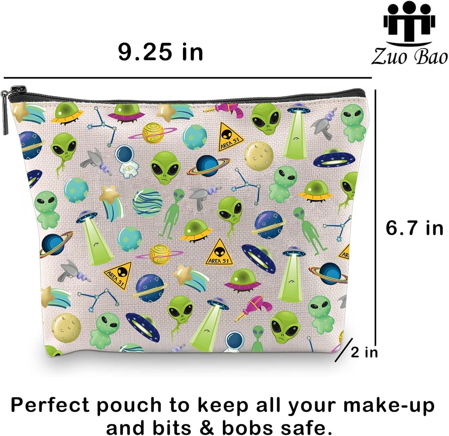 Alien Cosmetic Bag Alien Lovers Gift Space Party Gift Space Planner Alien Themed Alien UFO Inspired Gift (Alien)
